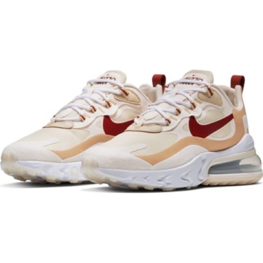NIKE WMNS AIR MAX 270 REACT (TEAM
GOLD/CINNAMON-CLUB GOLD-PALE IVORY)